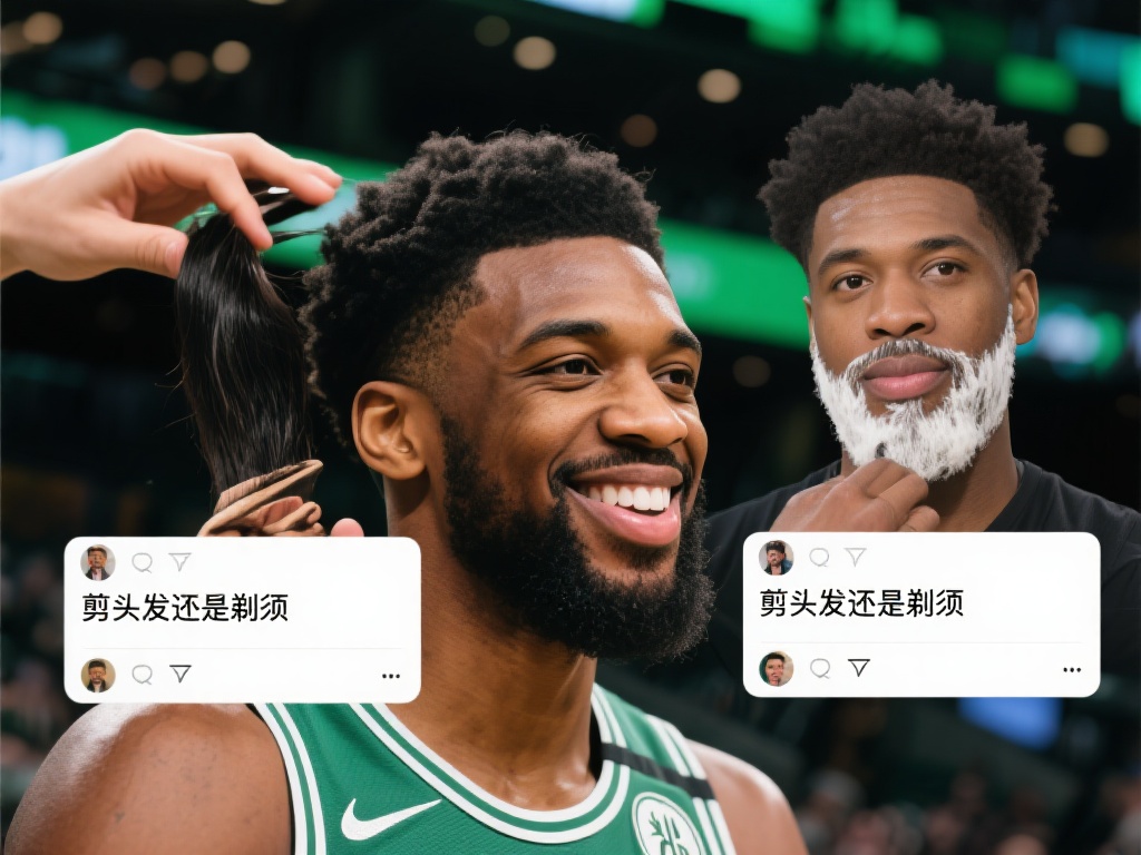 “杰伦-布朗手握一撮毛发，理发还是剃须引发猜想？”